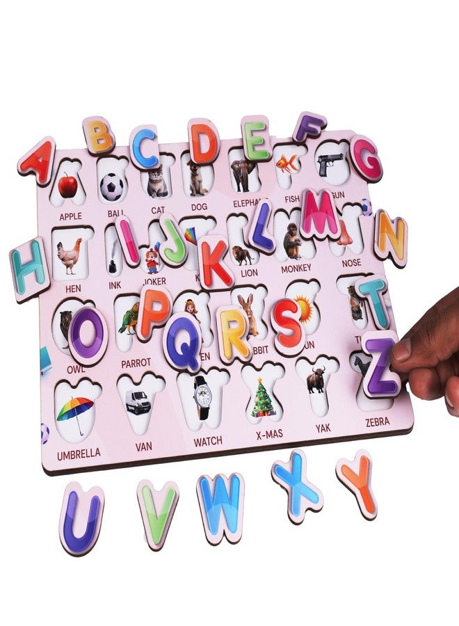 Craftick Wooden Alphabets Puzzles for Kids Age 2 Years Early Educational Learning ABCD Capital Letters Toy-Multi Color | Perfect for Homeschooling, Kindergarten and Nursery Students | Return Gift - Image 3
